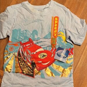 Disney Cars Lightning McQueen T-Shirt - Light Blue and Gold
